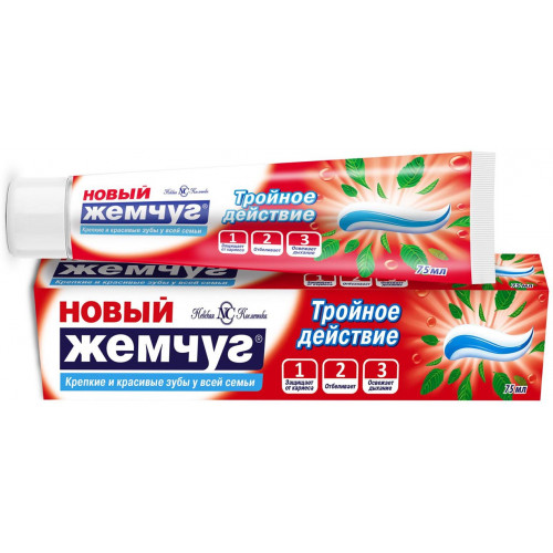 Зубная паста Новый Жемчуг Тройное действие, туба, 75 мл Зубная паста Новый Жемчуг Тройное действие, туба, 75 мл