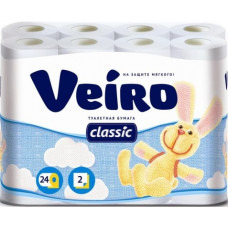 Туалетная бумага Veiro (Вейро) Classic, 2-х слойная, цвет белый, 24 шт Туалетная бумага Veiro (Вейро) Classic, 2-х слойная, цвет белый, 24 шт