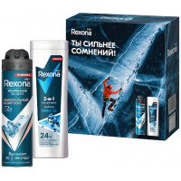 Подарочный набор для мужчин Rexona MEN Сильнее сомнений (антиперспирант спрей 150 мл и гель для душа 2в1 180 мл) Подарочный набор для мужчин Rexona MEN Сильнее сомнений (антиперспирант спрей 150 мл и гель для душа 2в1 180 мл)