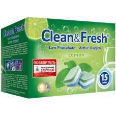 Таблетки для посудомоечных машин Clean&Fresh All in 1, 15 шт Таблетки для посудомоечных машин Clean&Fresh All in 1, 15 шт