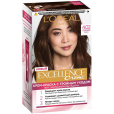 Краска для волос L`Oreal (Лореаль) Excellence Creme, тон 4.02 - Пленительный каштан Краска для волос L`Oreal (Лореаль) Excellence Creme, тон 4.02 - Пленительный каштан