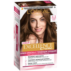 Краска для волос L'Oreal (Лореаль) Excellence Creme, тон 4.32 - Золотистый каштан Краска для волос L'Oreal (Лореаль) Excellence Creme, тон 4.32 - Золотистый каштан
