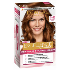 Краска для волос L'Oreal (Лореаль) Excellence Creme, тон 6.41 - Элегантный медный Краска для волос L'Oreal (Лореаль) Excellence Creme, тон 6.41 - Элегантный медный