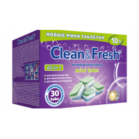 Таблетки для посудомоечных машин Clean&Fresh All in 1, мини, 30 шт