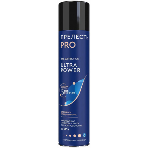 Лак для волос Прелесть Professional Ultra Power, экстра фиксация, 300 мл Лак для волос Прелесть Professional Ultra Power, экстра фиксация, 300 мл