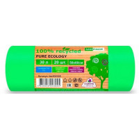 Мешки для мусора ПНД MirPack (МирПак) БИО Pure Ecology, зеленые, 30 л, 12 мкм, 20 шт Мешки для мусора ПНД MirPack (МирПак) БИО Pure Ecology, зеленые, 30 л, 12 мкм, 20 шт
