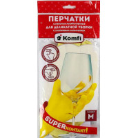 Перчатки латексные хозяйственные Komfi, с хлопковым напылением, размер M, цвет жёлтый Перчатки латексные хозяйственные Komfi, с хлопковым напылением, размер M, цвет жёлтый
