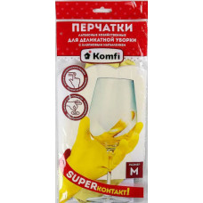 Перчатки латексные хозяйственные Komfi, с хлопковым напылением, размер M, цвет жёлтый Перчатки латексные хозяйственные Komfi, с хлопковым напылением, размер M, цвет жёлтый