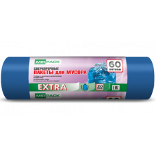 Мешки для мусора ПНД MirPack (МирПак) Extra, синие, 60 л, 12 мкм, 20 шт