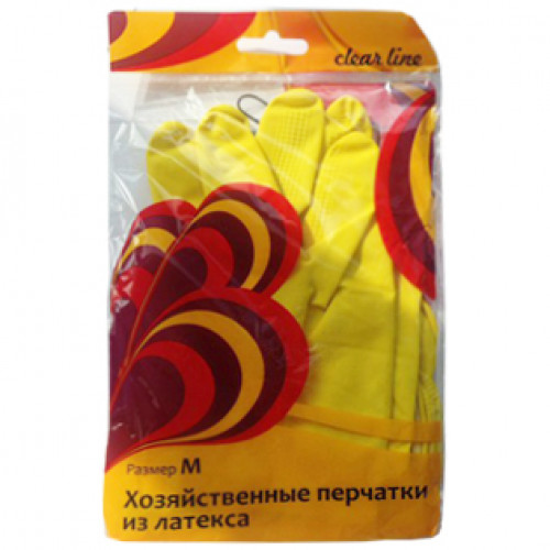 Перчатки хозяйственные из латекса Clear Line, М Перчатки хозяйственные из латекса Clear Line, М