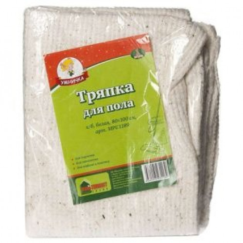 Тряпка для пола Умничка х/б белую, 80х100 см Тряпка для пола Умничка х/б белую, 80х100 см